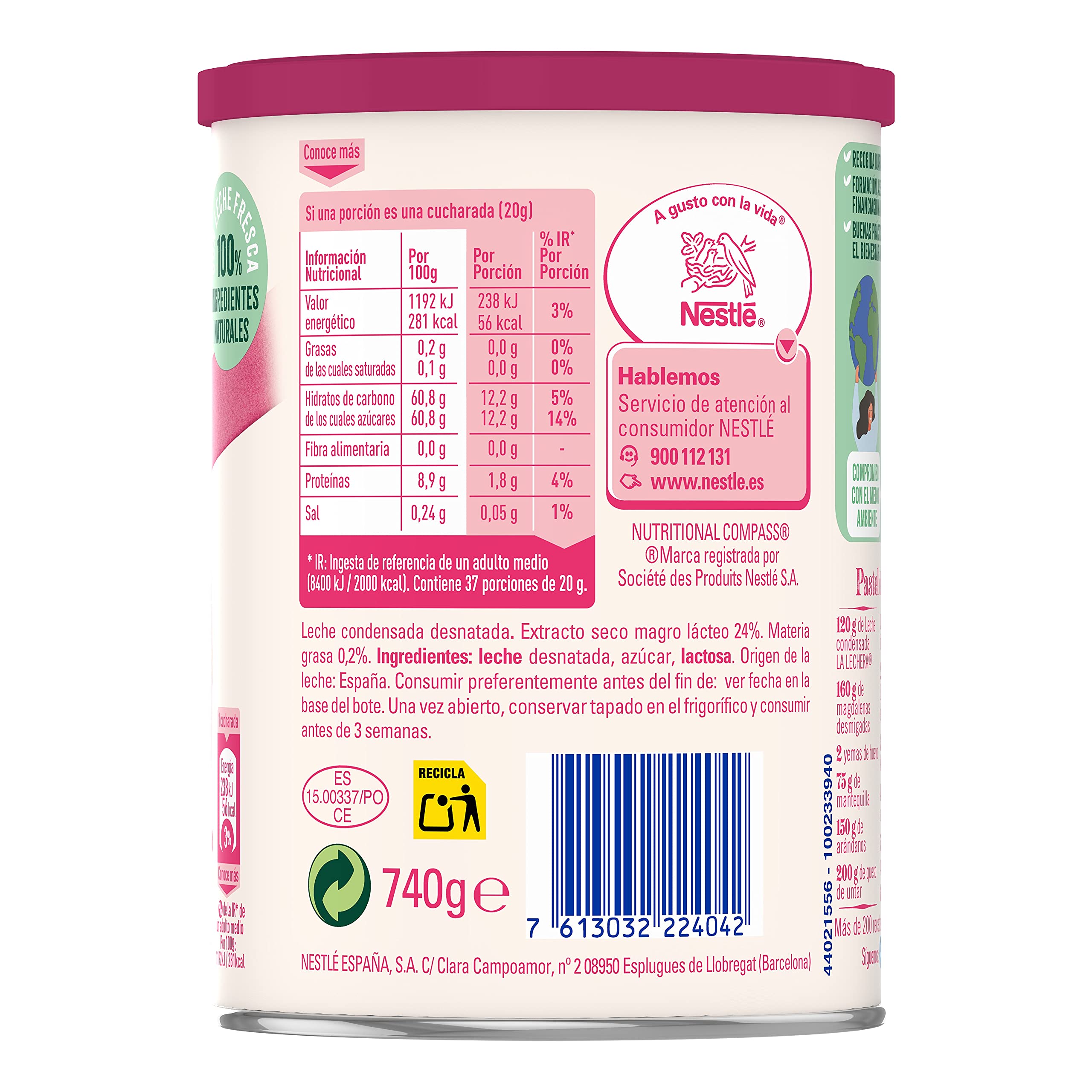 Nestlé La Lechera Leche condensada 740 gr