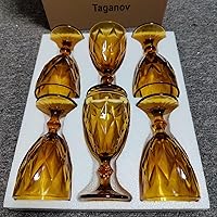 Vista 2 de Juego de 6 copas de vino ámbar