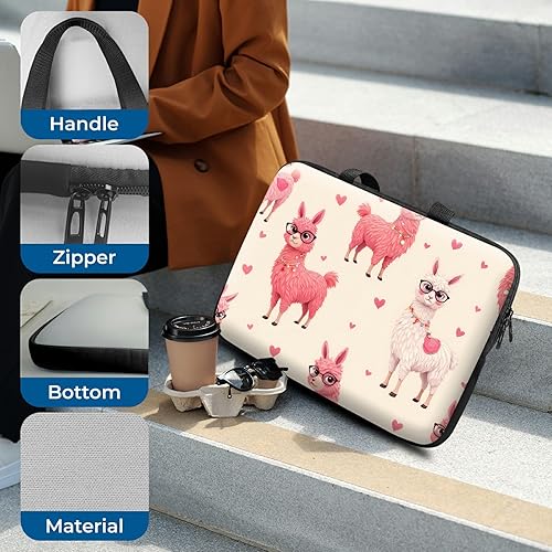 Miniatura 3 de Funda para laptop con asa de 15.6 pulgadas, impermeable, diseño de lama rosa, funda para computadora compatible con MacBook Air, Pro, HP, Dell,
