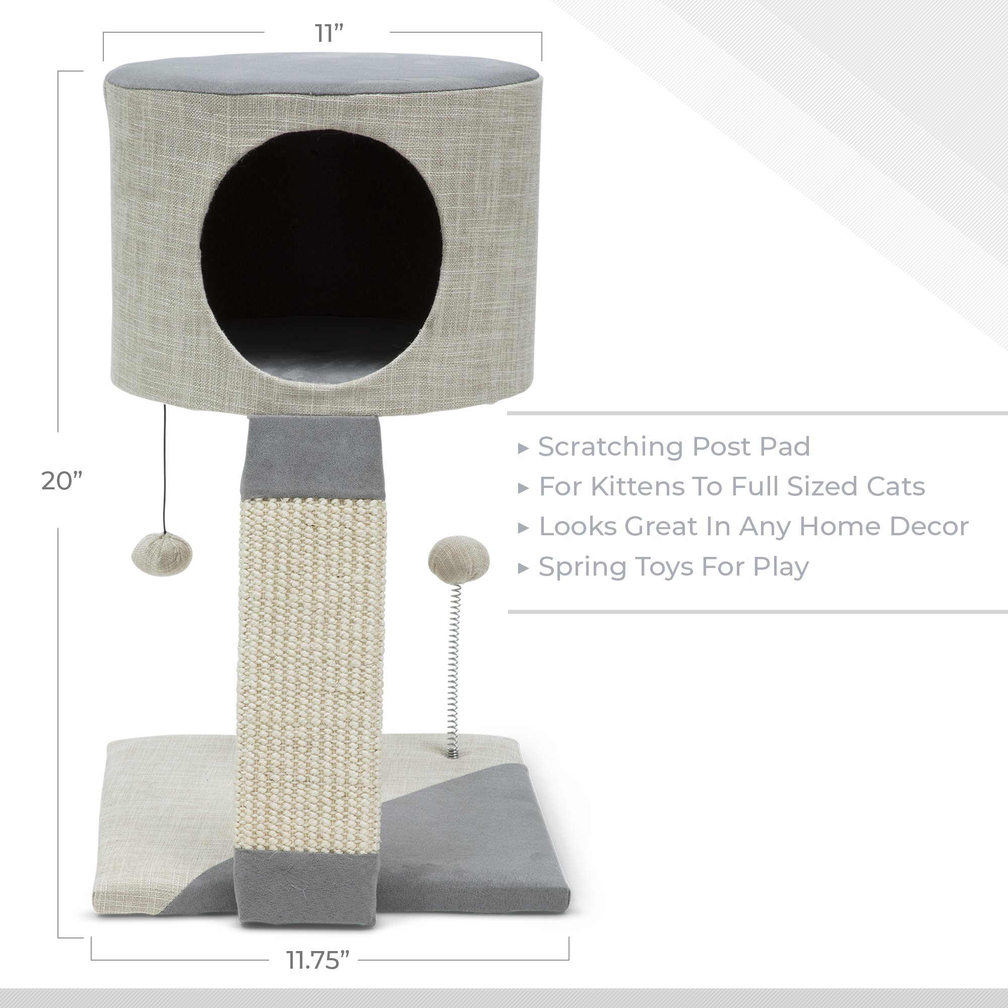 Kitten Condo Scratching Post and Cat Bed, Small Cat Tree Tower House with Sisal Scratch Post - Multipurpose Climbers and Pole Furniture - Kitten Activity Tree, Best Cat Claw Post