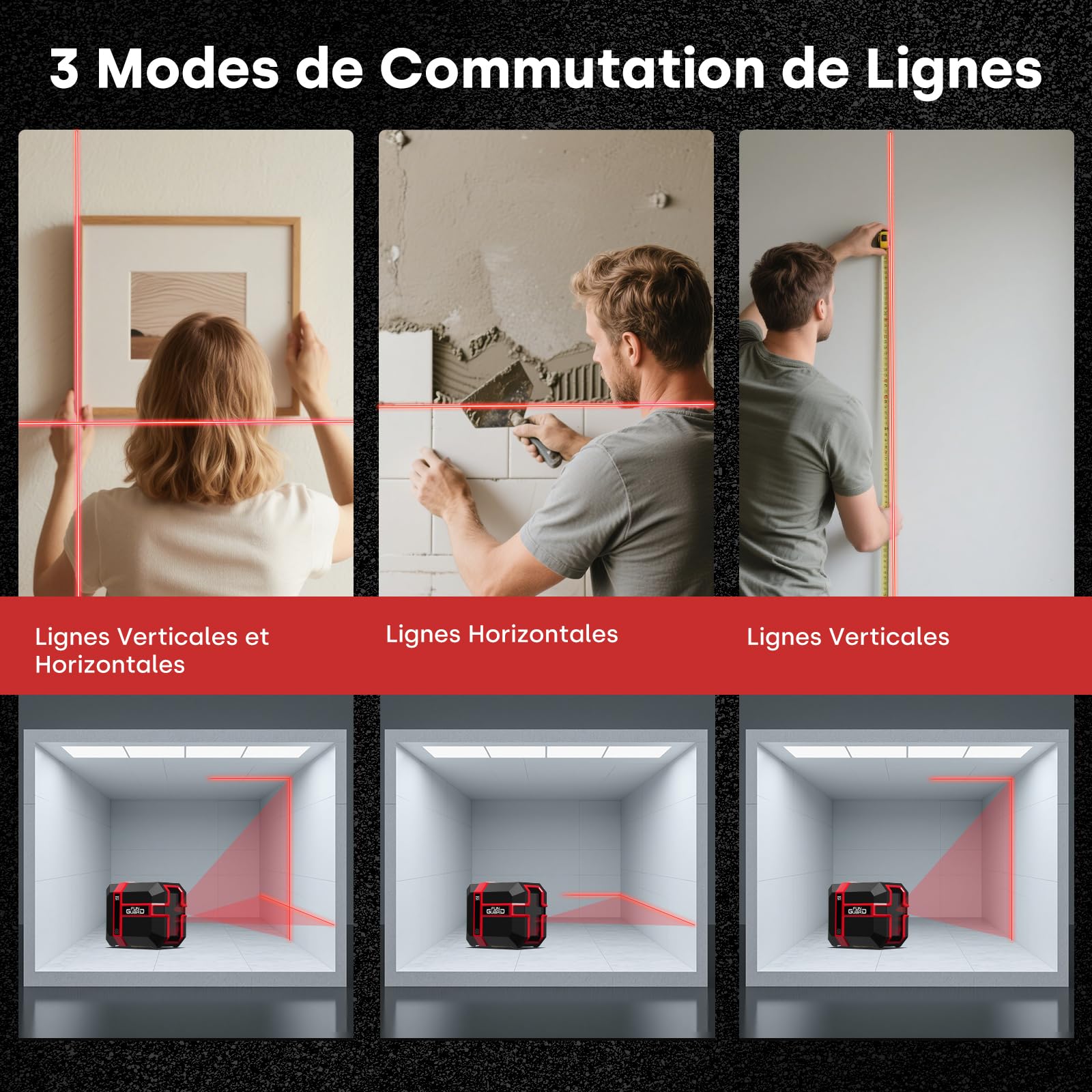 Livella Laser Autolivellante 360, Livello Laser Rosso Modulo Laser Doppio 35M, 3 Modalità per Passare Orizzontale/Verticale, Modalità a impulsi, USB Ricarica, IP54 per Cantieri,DIY