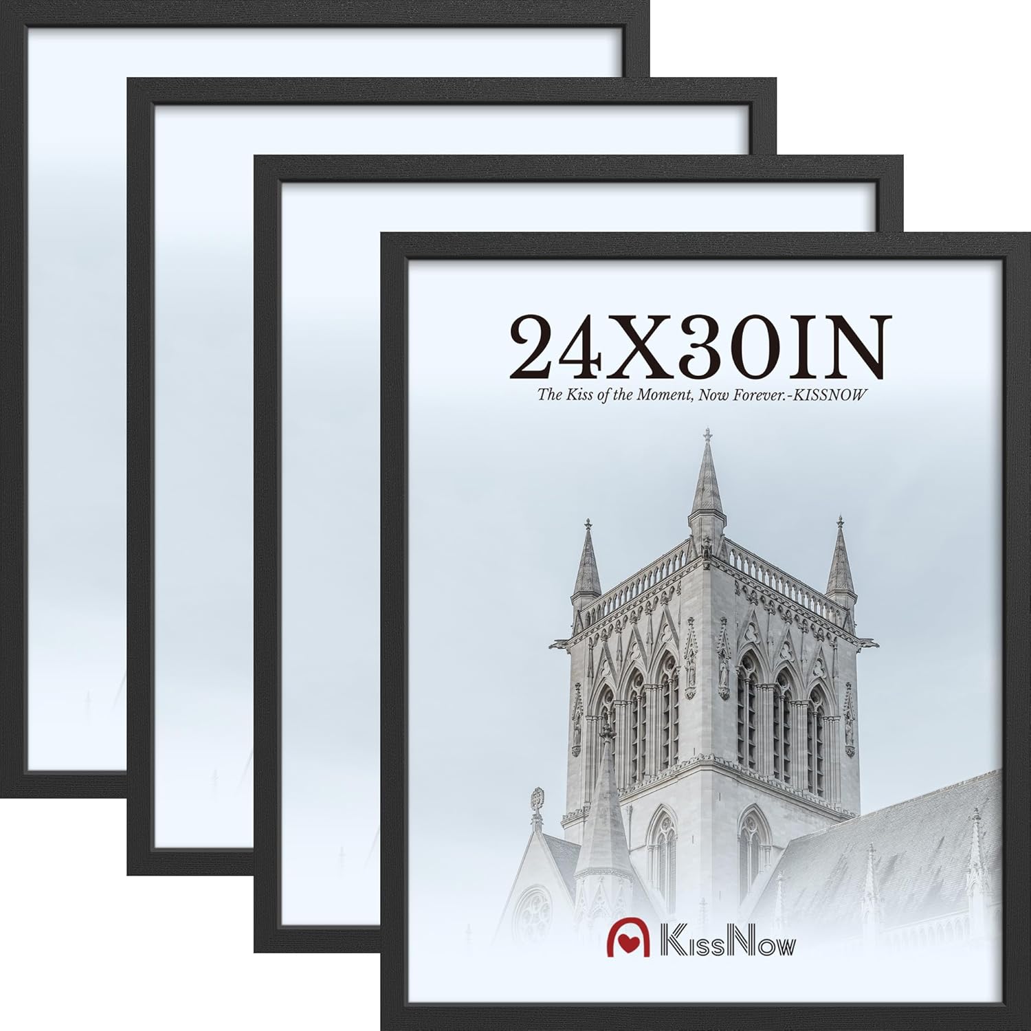 12x18 Poster Frame 2 Pack, Textured Black Solid Wood Picture Frame, Wall Hanging