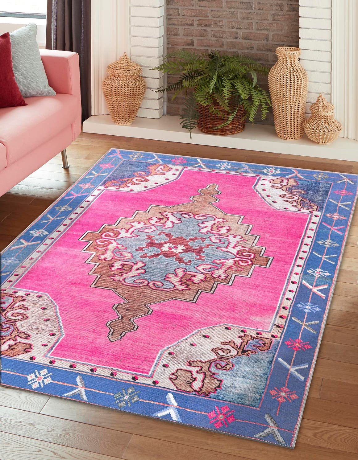 Unique Loom Timeless Collection Area Rug - Thomas (5ft x 8ft Rectangle, Fuchsia/ Violet)