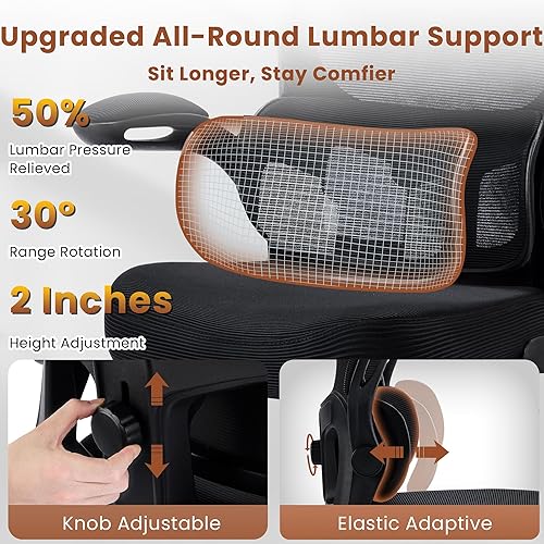 Miniatura 4 de Silla de oficina de dibujo, silla de oficina ergonómica alta con anillo reposapiés ajustable, altura de mostrador, silla de escritorio de pie con