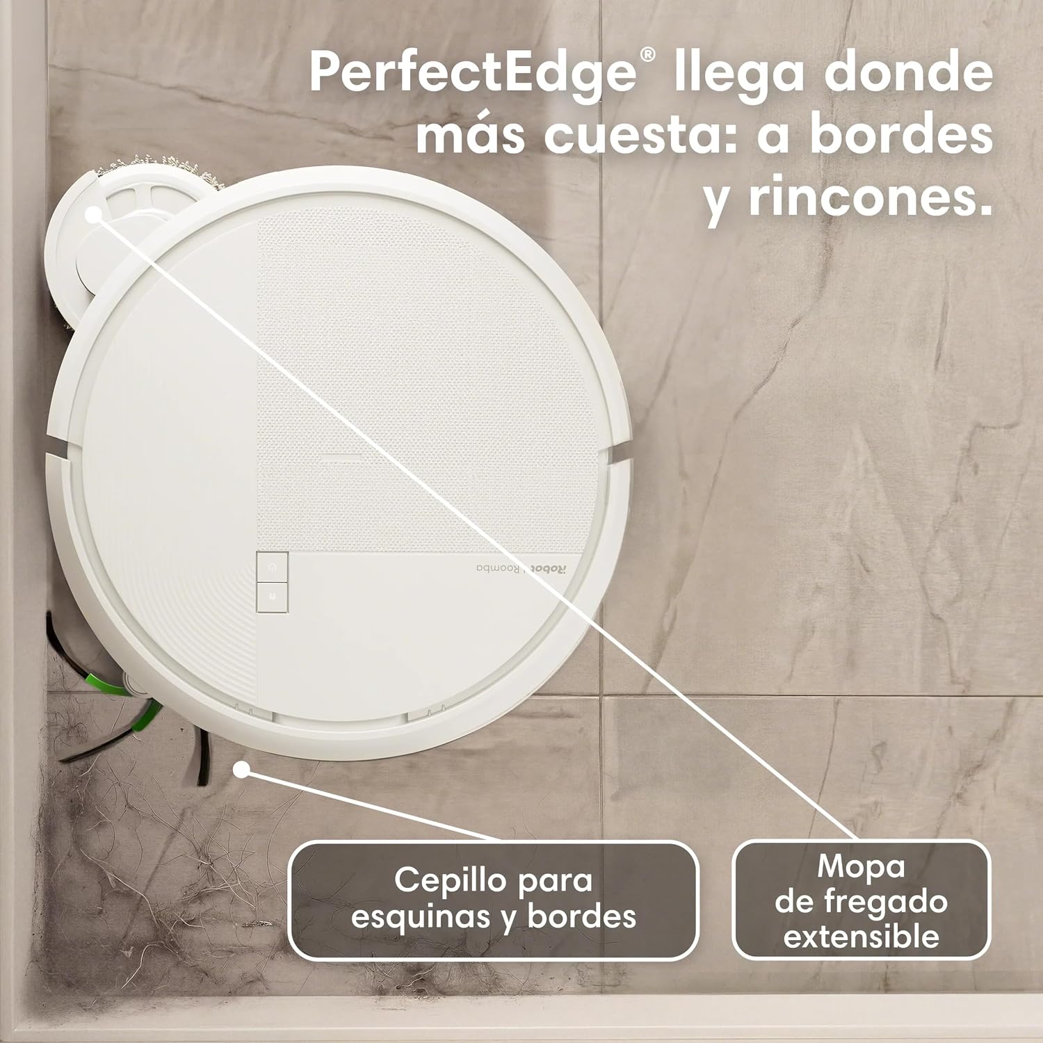 iRobot Roomba Plus 575 Combo using PerfectEdge technology to clean along a wall