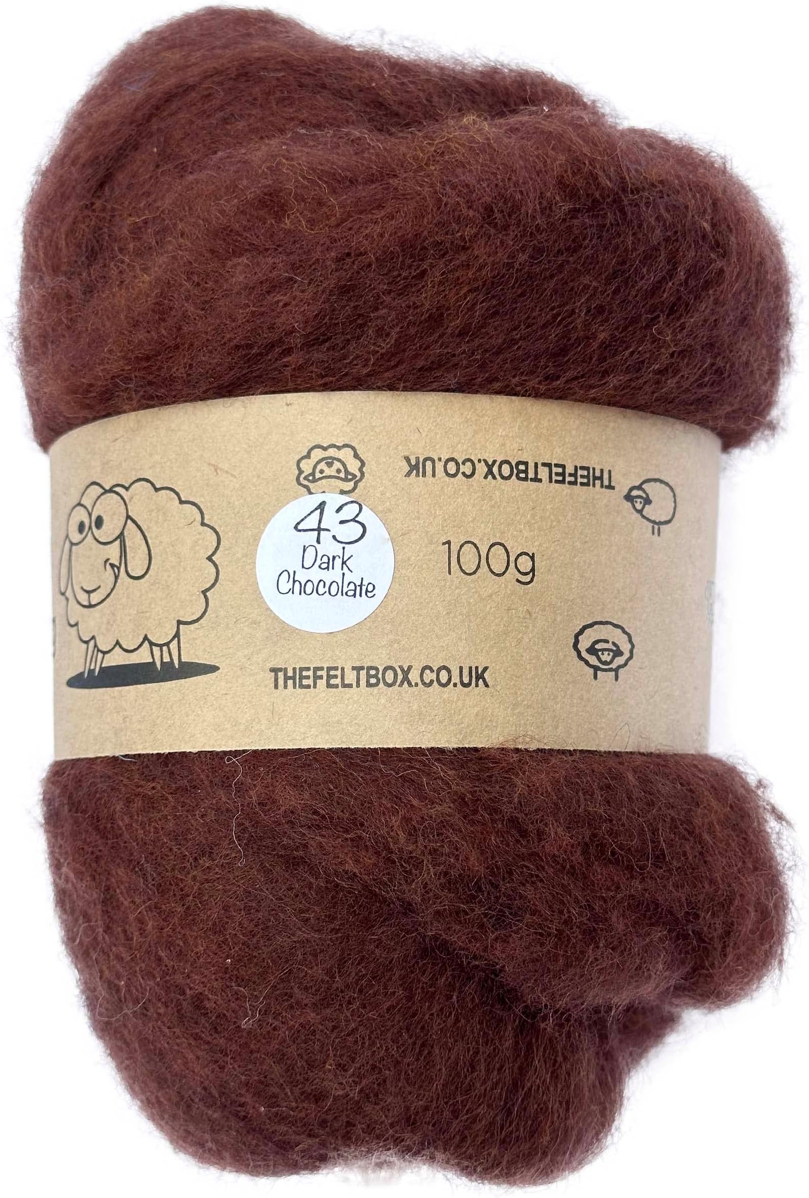 Carded Batt #43 Dark Chocolate – 100g Wool for Needle & Wet Felting, Core & Finish – The Felt Box