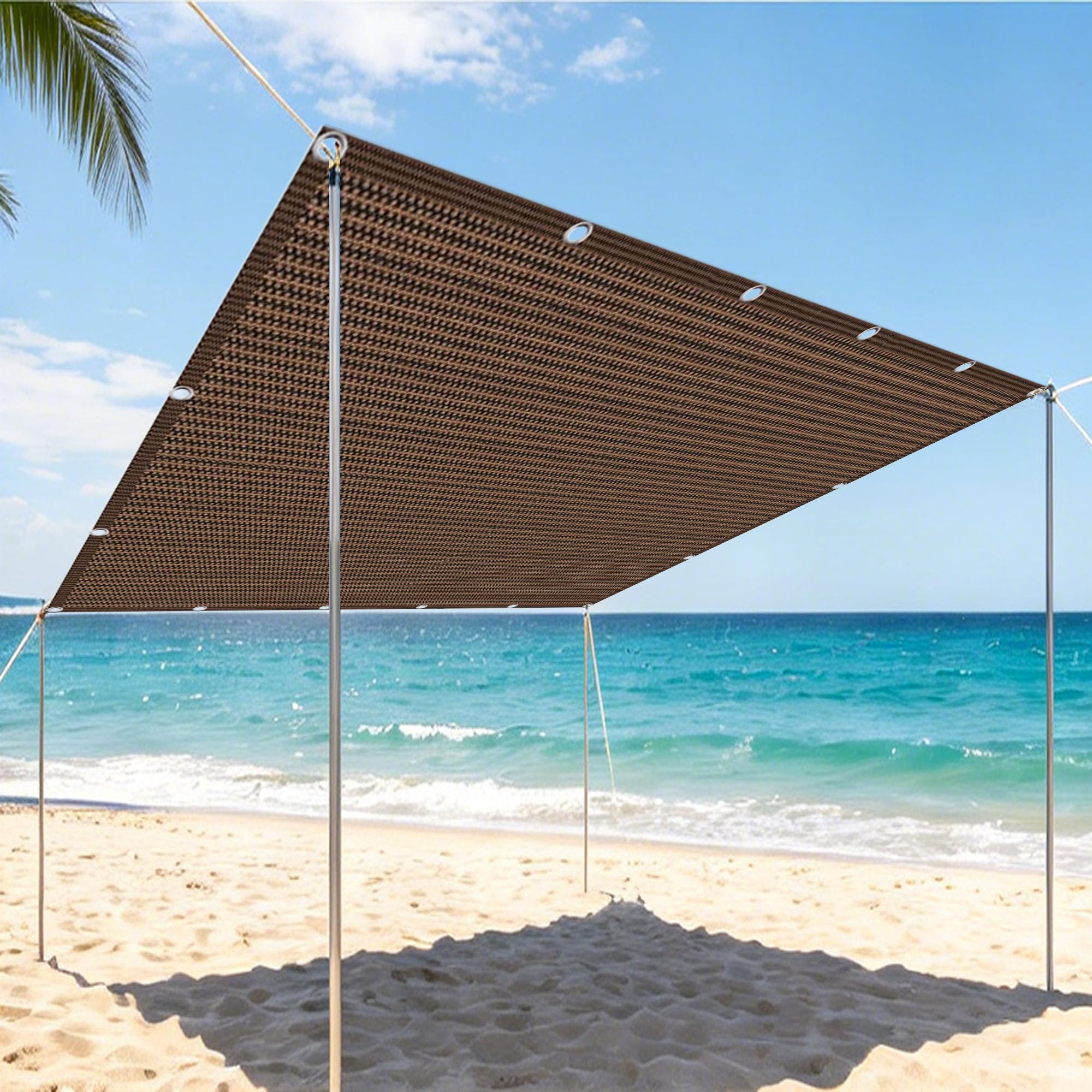 Filet protection solaire durable brun bâche d'ombrage robuste pour pergola