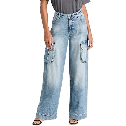 DL1961 Women's Zoie Wide Leg Low Rise Relaxed Vintage Jeans in Aged Mid