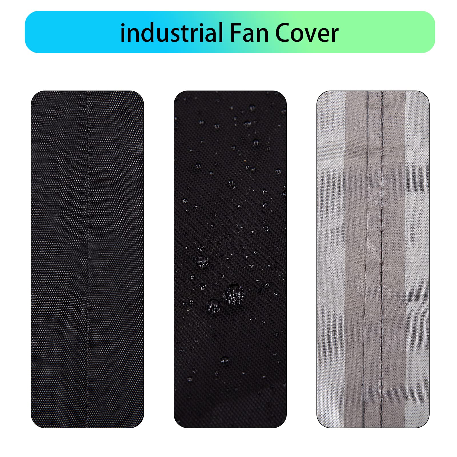 QCWN High Velocity Fan Cover, Black, Waterproof, Oxford Material, Industrial & Household Use, 24" x 24" x 7.5", Dust & Sun Protection, Drawstring Closure 4