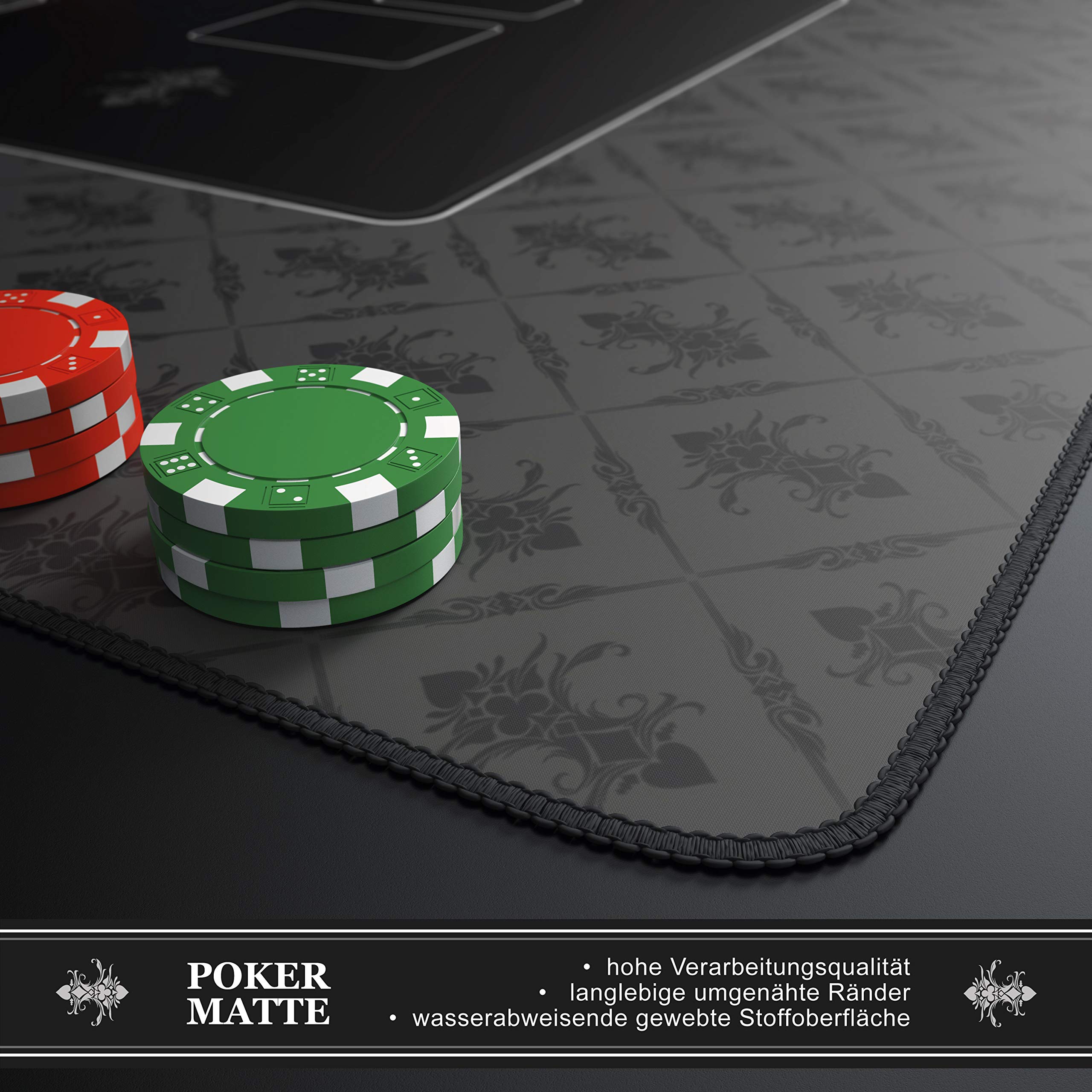 CSL-Computer Profi Pokermatte 1000 x 600 mm | XXL-Format | Pokerteppich Pokertischauflage | Gummiunterseite für stabilen Halt | abwaschbar | Design: Pokermatte | schwarz