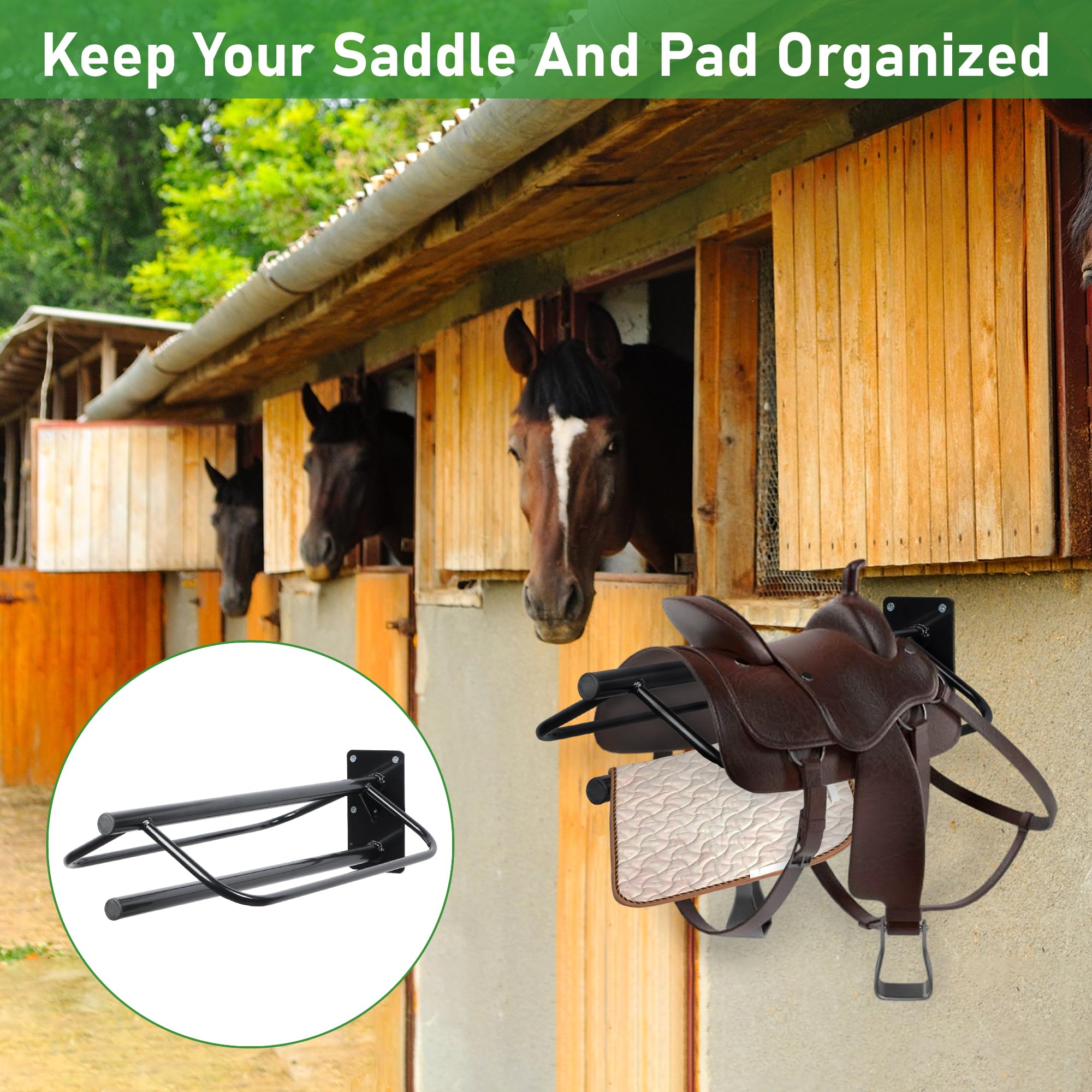 Porte-selles Cheval Lot De 2 | Support Mural Sans Perçage | Fer Robuste 49x15cm | Pour Sellerie, écurie, Rangement - 4