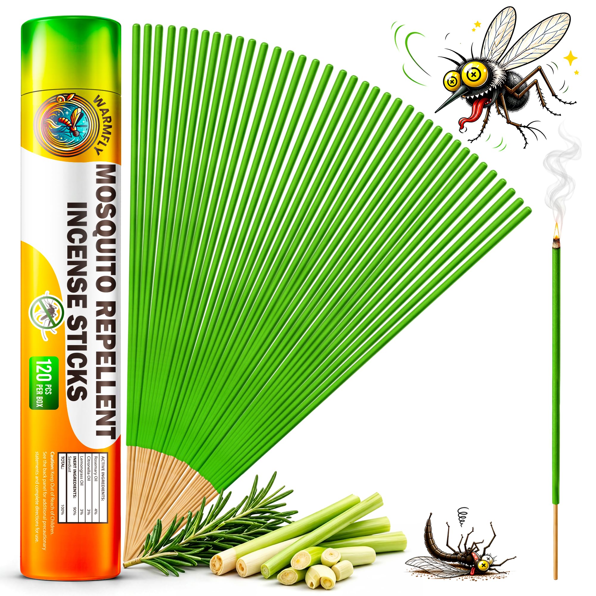 WarmFly 120-Count Plant-Based Incense Sticks