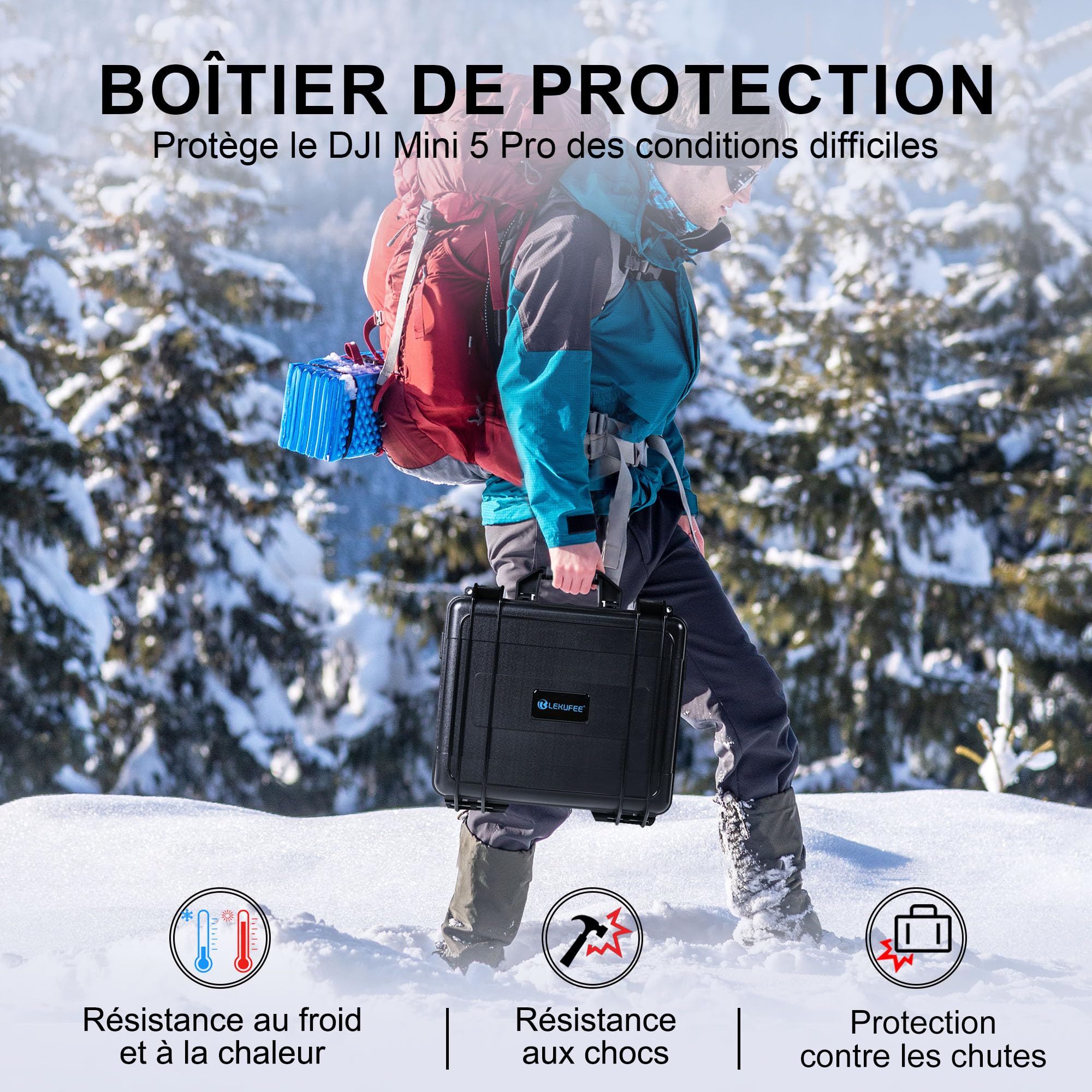 LEKUFEE Boîte Rigide étanche pour Drone DJI Mini 5 Pro, Bundle Fly More, DJI RC 2/RC N3, 6 Batteries, Station de Recharge bidirectionnelle et Autres Accessoires (étui Uniquement)