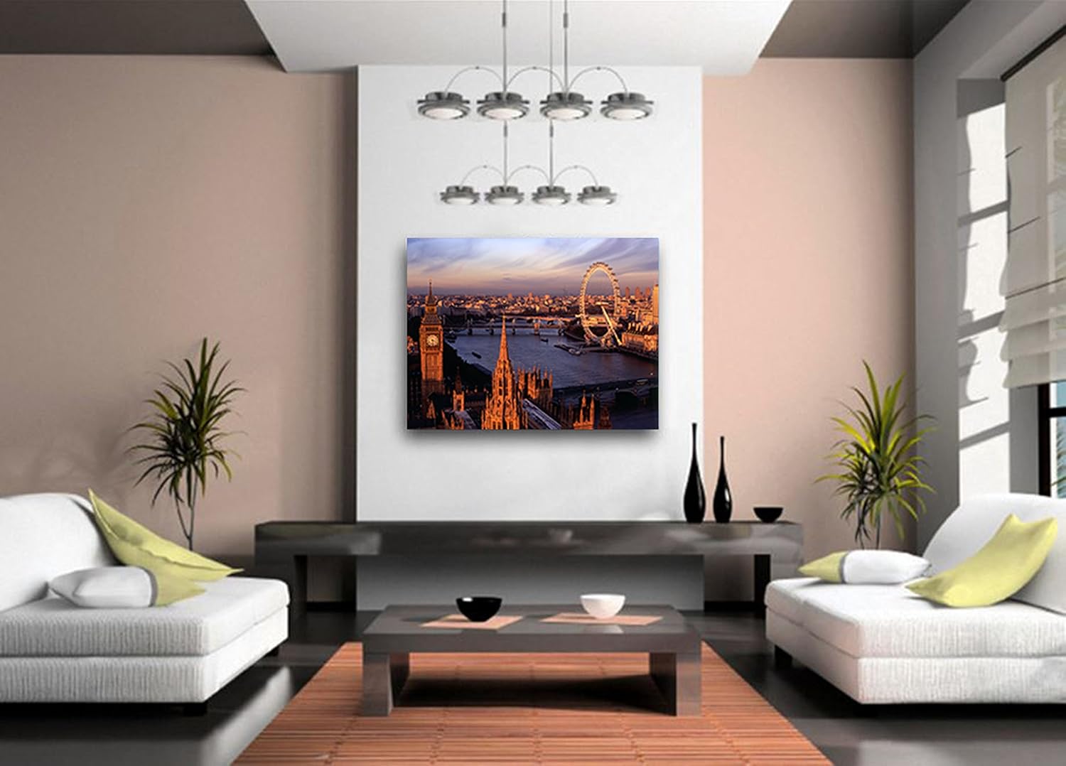 Niwo ART - 18 London Cityscape Picture On Canvas - Giclee Wall Art for Home Decor, Gallery Wrapped, Stretched and Framed Ready to Hang (16"x12"x3/4")