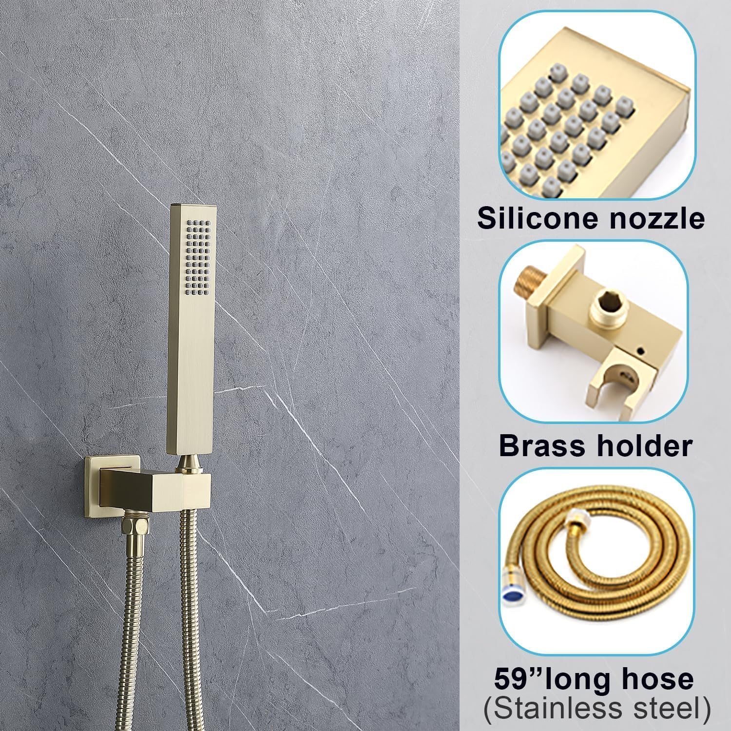 14X20 Inches Dual Head 4 Functions Shower System with Body Jets 6 Inches Shower Head & 6 Body Jets 4 Functions Separate Shower Valve Shower Faucet Set with Remote Control (Brushed Gold)