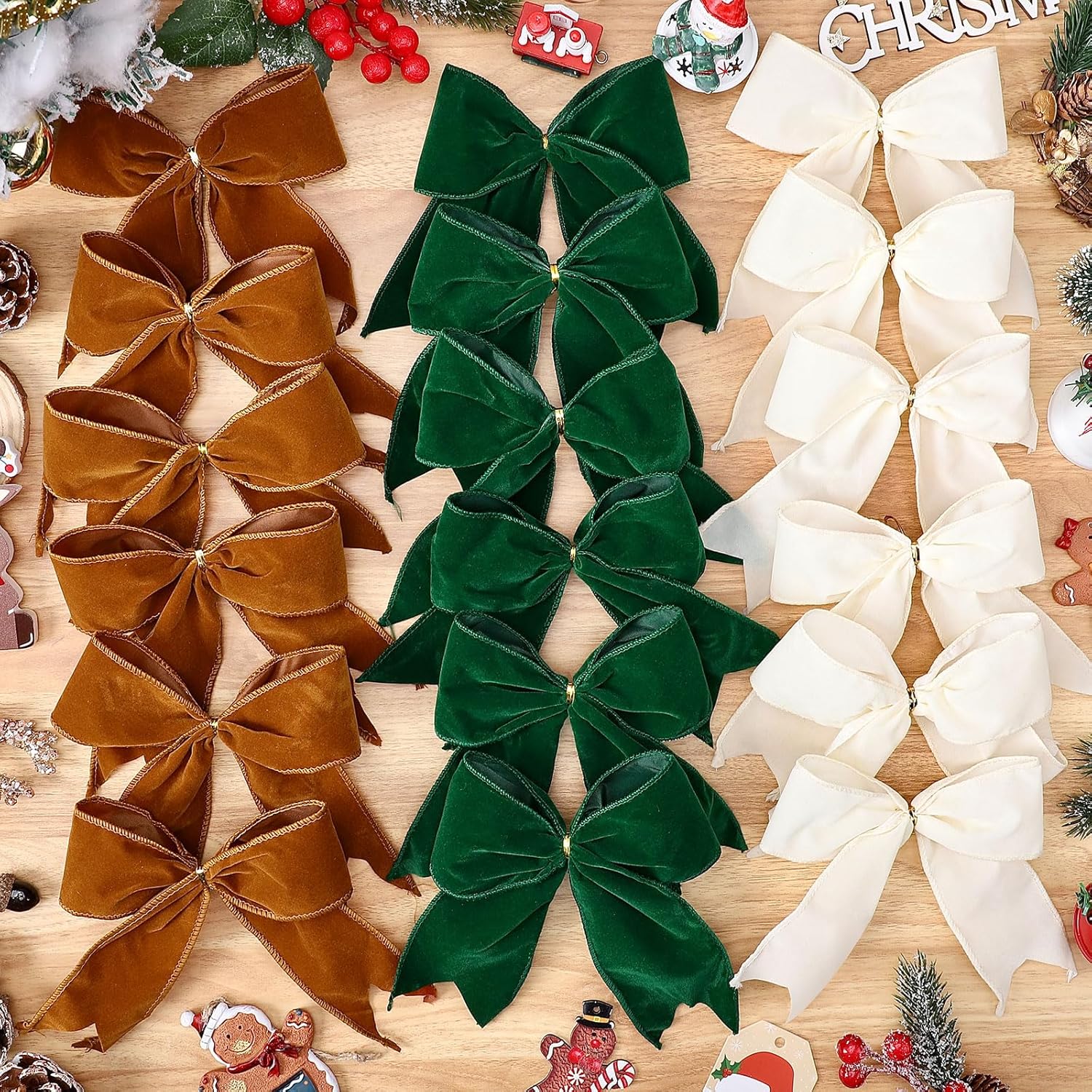 Amazon.com: 18 Pcs Christmas Velvet Bows 6 Inch Rustic Velvet Ribbon ...