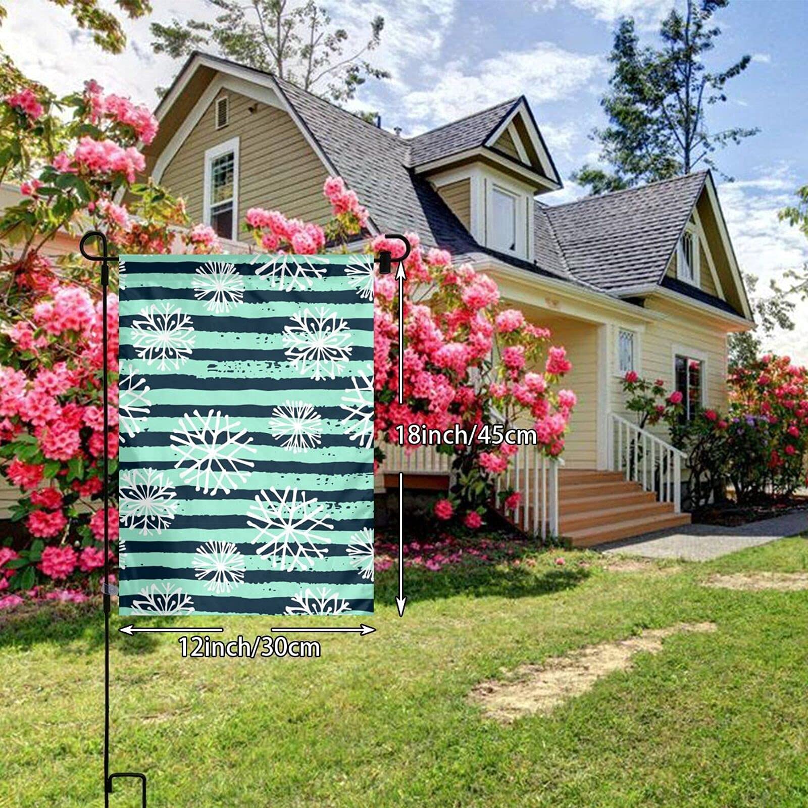 Zwerg Winter Schneeflocken Gartenflagge 30.5x45.7 Cm – Doppelseitige Jute-Flagge Für Weihnachtsdeko