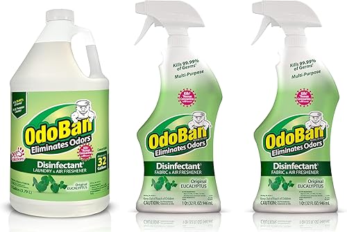 Miniatura 14 de OdoBan Desinfectante y eliminador de olores listo para usar, fabricado en los Estados Unidos, aroma de lino fresco, juego de 2, spray de 32 onzas