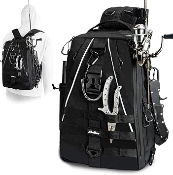 Fishing Backpack Tackle Bag, Fishing Tackle Backpack with Rod Holder