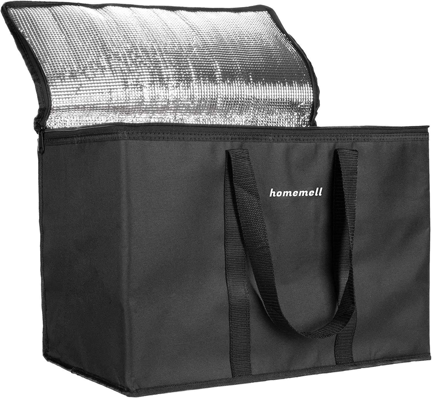 Photo 1 of Homemell Insulated Reusable Grocery Shopping Bag with Zippered Top - Hot Delivery Bags Carrier - Keep Frozen Food Cold and Hot Food Warm - Black Thermal Insulated Cooler Tote Bags