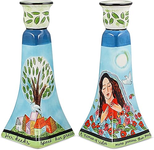 Miniatura 2 de Jessica Sporn - Juego de candelabros artísticos de cerámica con diseño de mujer de valor, se adapta a velas gruesas y cónicas para bodas,