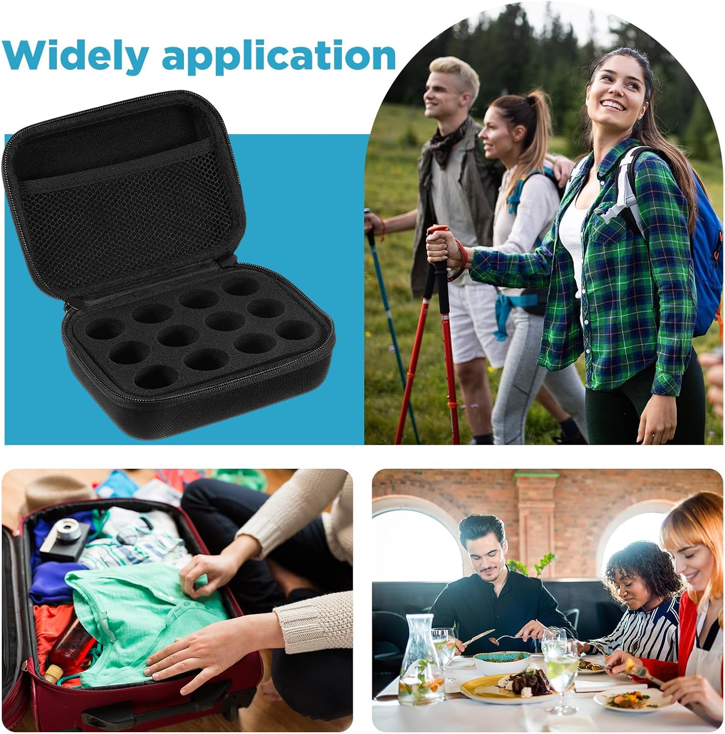 Teenyyou 12 Slots Insulin Peptide Fridge Carrying Case Vial Holder Storage Protector Bag, Fits Standard 10ml Vials, Insulin Cooler Travel Kits Case Organizer Diabetes Protector(Black)
