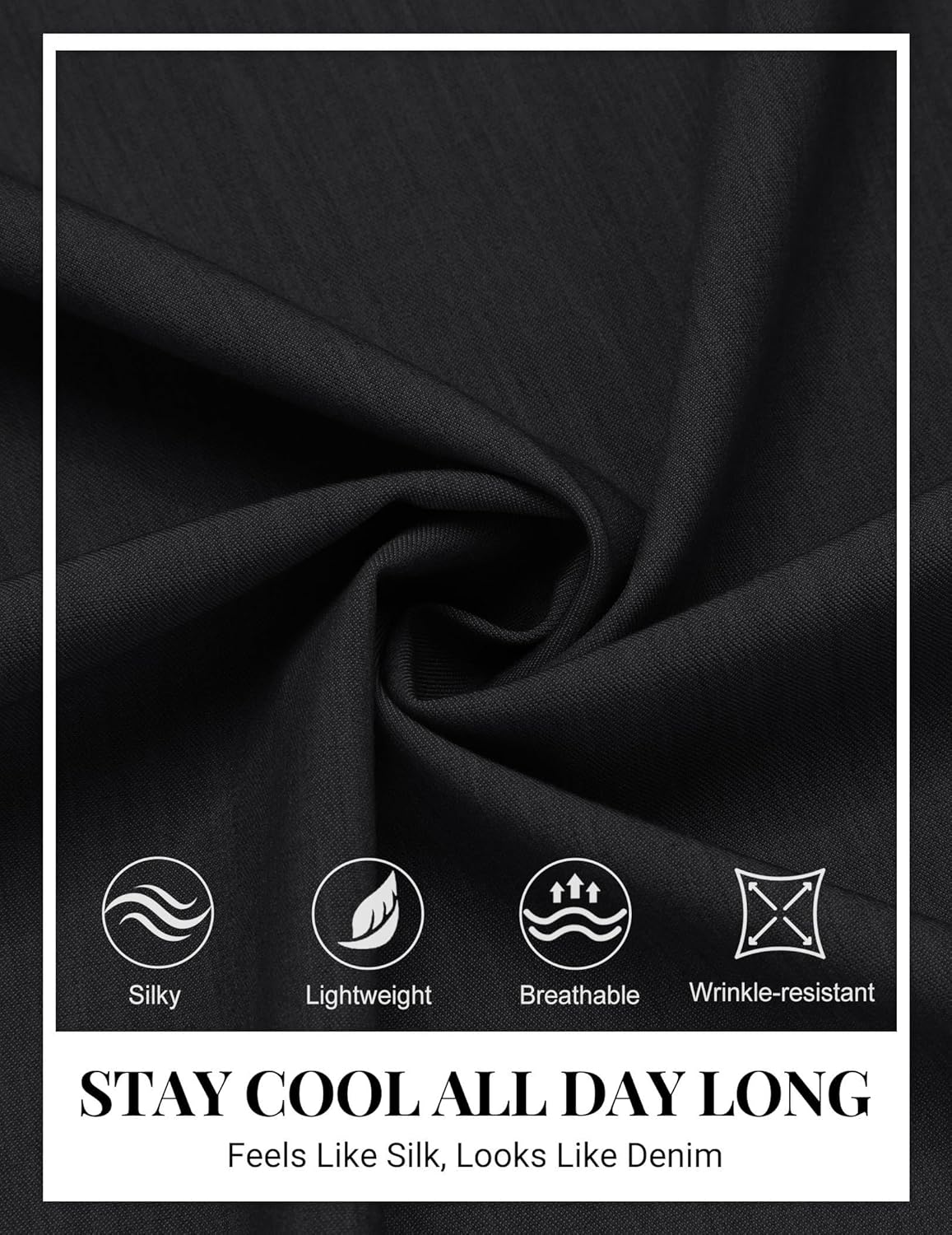 COOFANDY Mens Button Down Short Sleeve Shirt Casual Summer Stretch Denim Dress Shirts with Pocket - Image 5