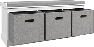 HOMCOM Panca Portascarpe Con Seduta Imbottita E 6 Cassetti In Tessuto - Grigio Chiaro