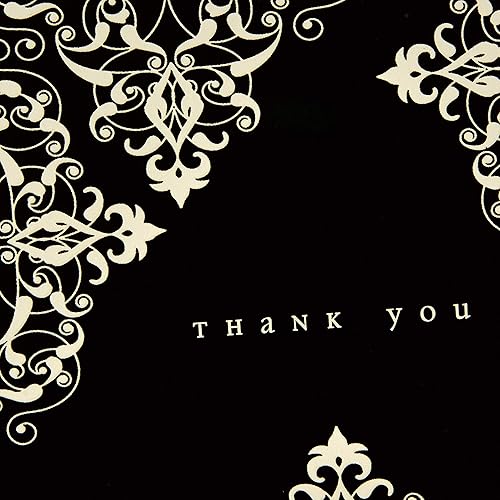 Miniatura 5 de Tarjeta de notas de agradecimiento Hallmark en cuatro diseños con 40tarjetas y sobres negro marfil Black And Ivory