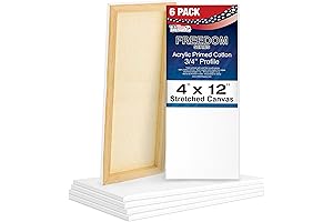 U.S. Art Supply 4 x 12 Inch 6-Pack Stretched Canvas