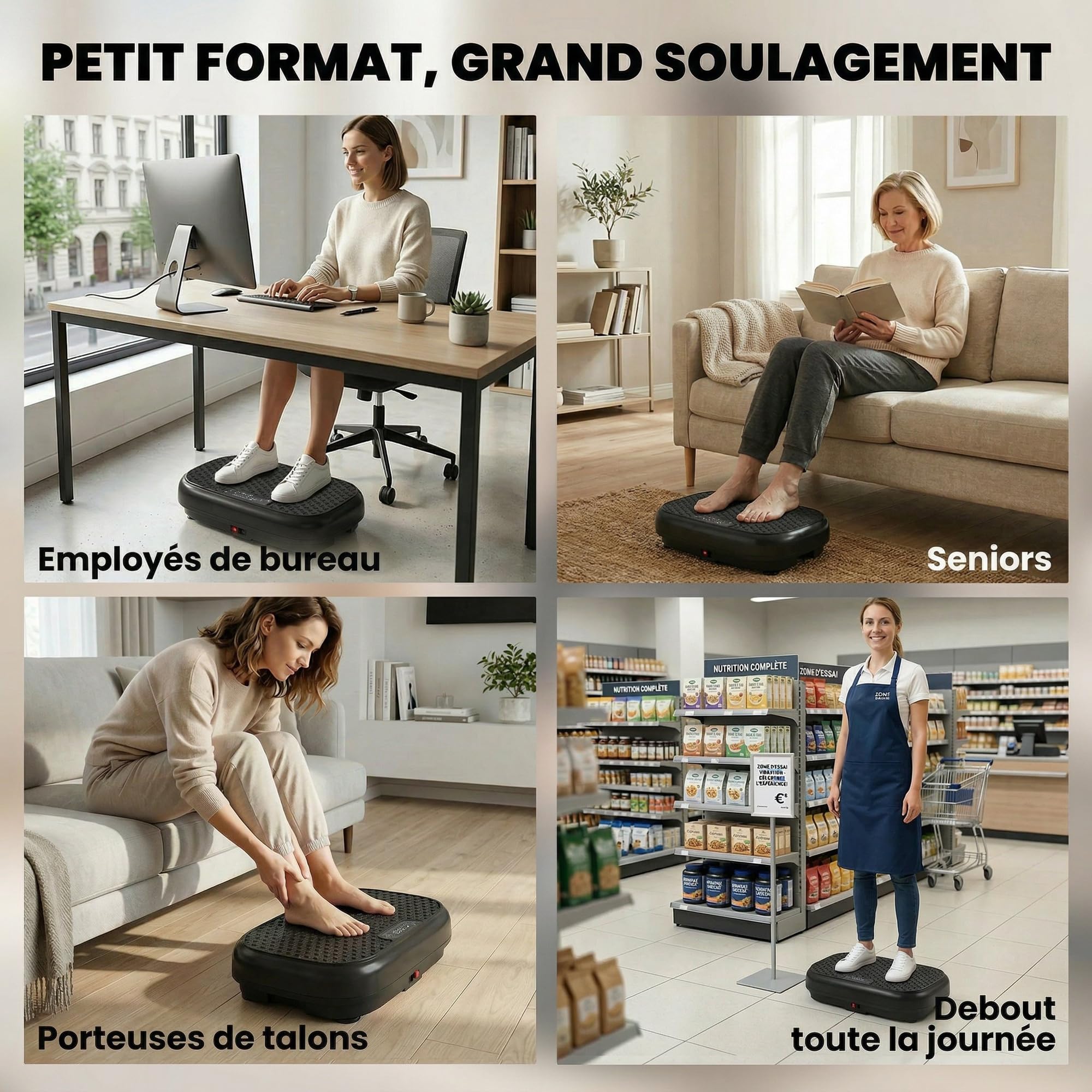SPORTNOW Plateforme Vibrante Fitness 200W Appareil de Musculation et Minceur - Plaque Vibrante 120 Vitesse 5 Programmes Perte de Poids - 48cm Ultra-Mince Bandes de Résistance Maison Bureau, Noir