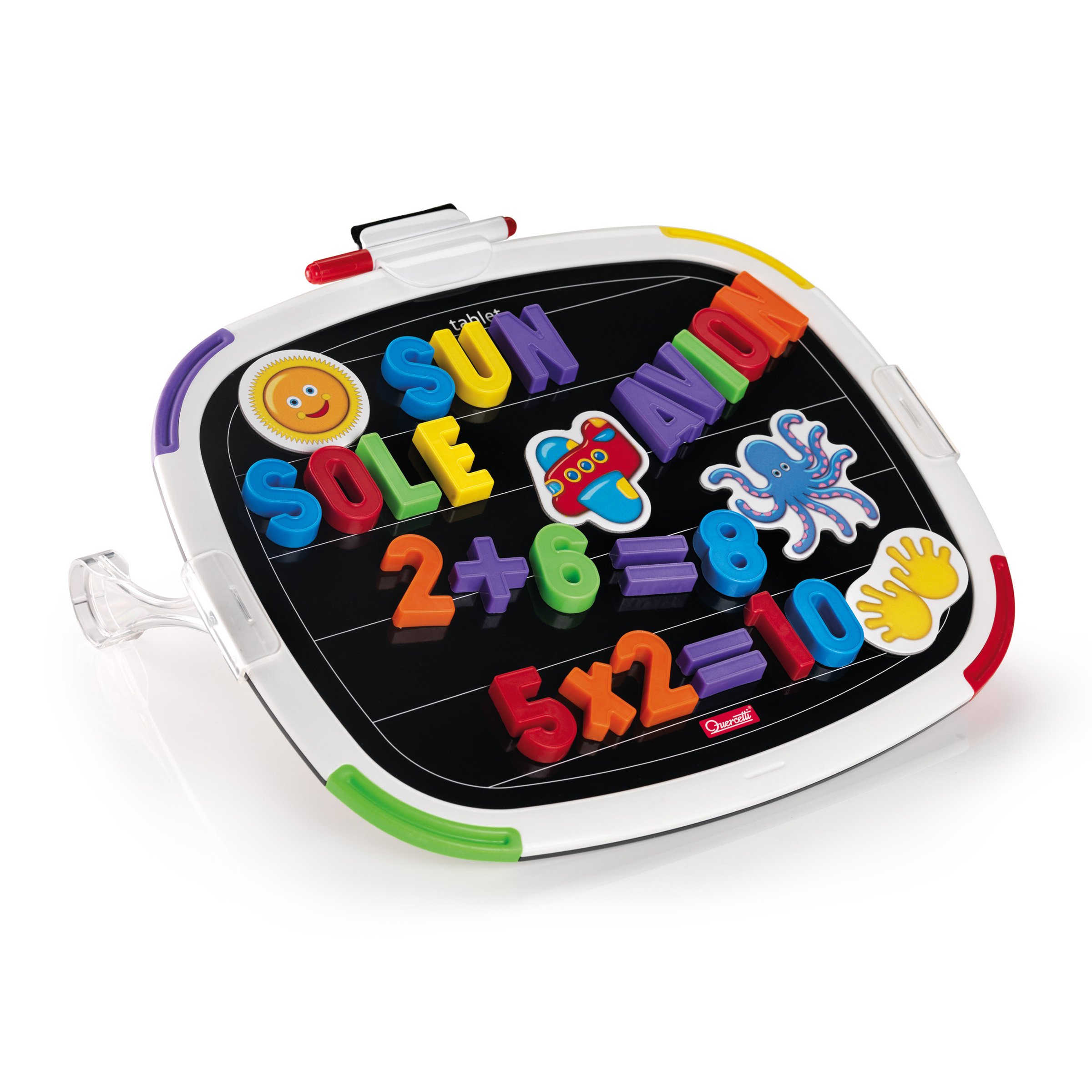 Quercetti - 5341 Tablet Magnetico Lettere+Numeri, Multicolore