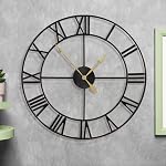 LEIKE Grandes horloges murales modernes,32" Surdimensionné en métal rond, Petit Ticking, Silent, Vintage noir chiffres romains Horloge pour cuisine,Salle de séjour,Chambre,Cuisine, Agritourisme Wall Home Decor