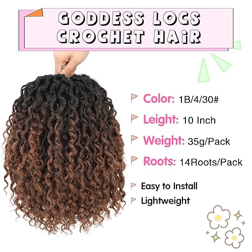 Miniatura 2 de Fulcrum Goddess Locs - Cabello de ganchillo de 10 pulgadas, 8 paquetes de cabello sintético de ganchillo Goddess para mujeres negras, cabello de