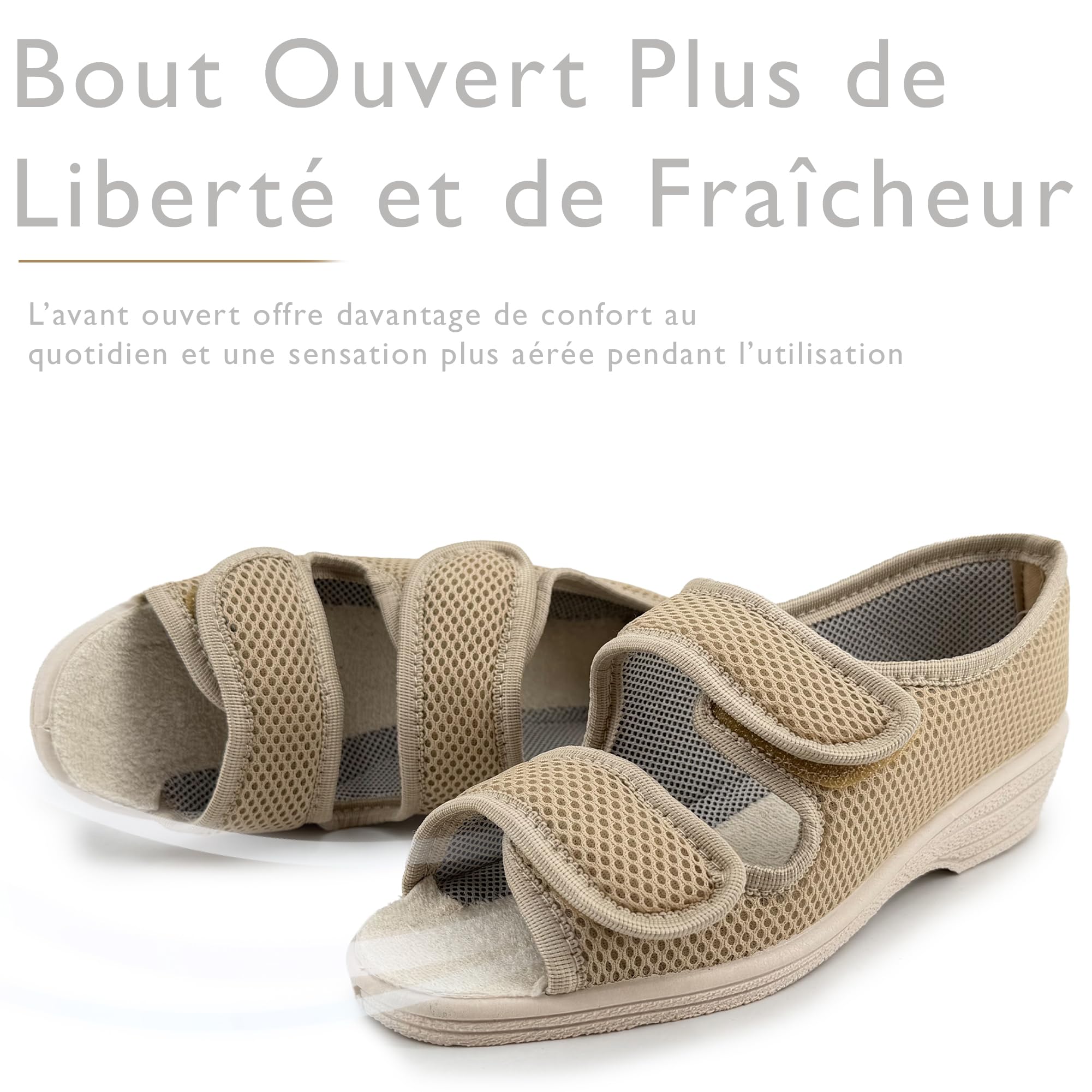 JOMIX Pantoufle Femme Confortable Scratch Ouverte pour Pieds Sensibles Intérieur Usage Quotidien Chausson Femme