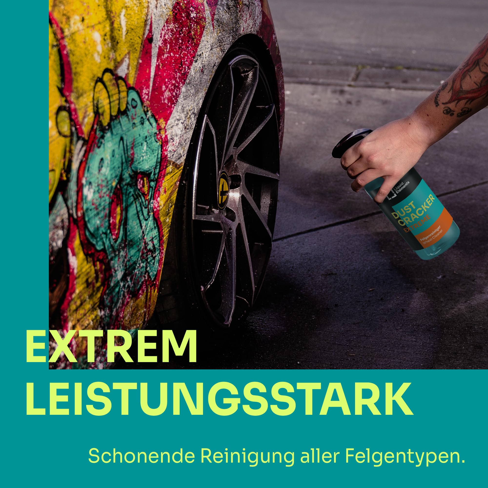 Liquid Elements – Felgenreiniger Dust Cracker Extreme 5 Liter – Reiniger für Alufelgen & Stahlfelgen – entfernt hartnäckigste Verschmutzungen – säurefrei & pH-neutral
