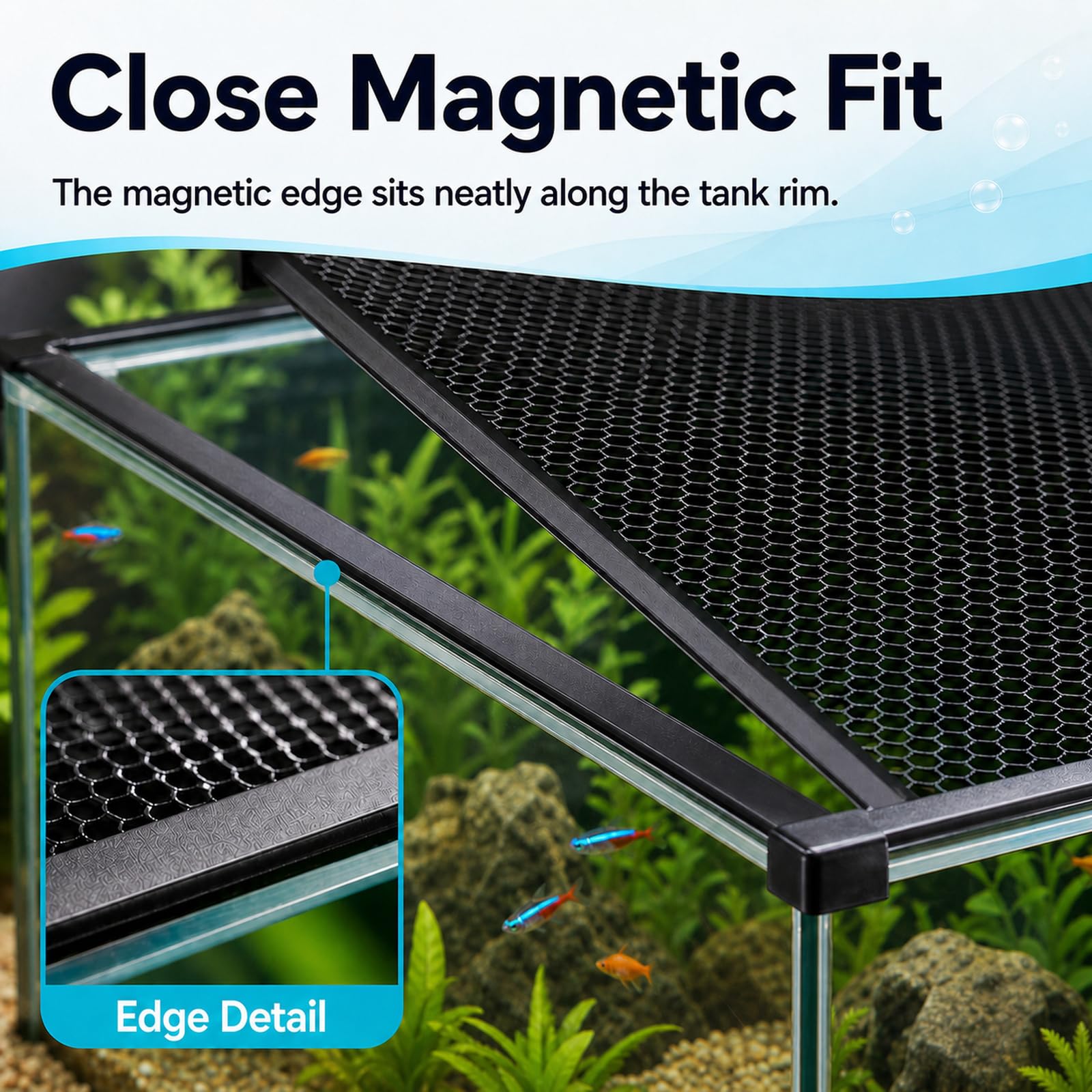 Aquariumabdeckung aus Netzgewebe,Magnetische Aquarium-Abdeckung,Fischs Aquarium Anti-Jumping Netzabdeckung,Ventilation,Zuschneidbar,für Reptilien,Schildkröten Andere Tiere