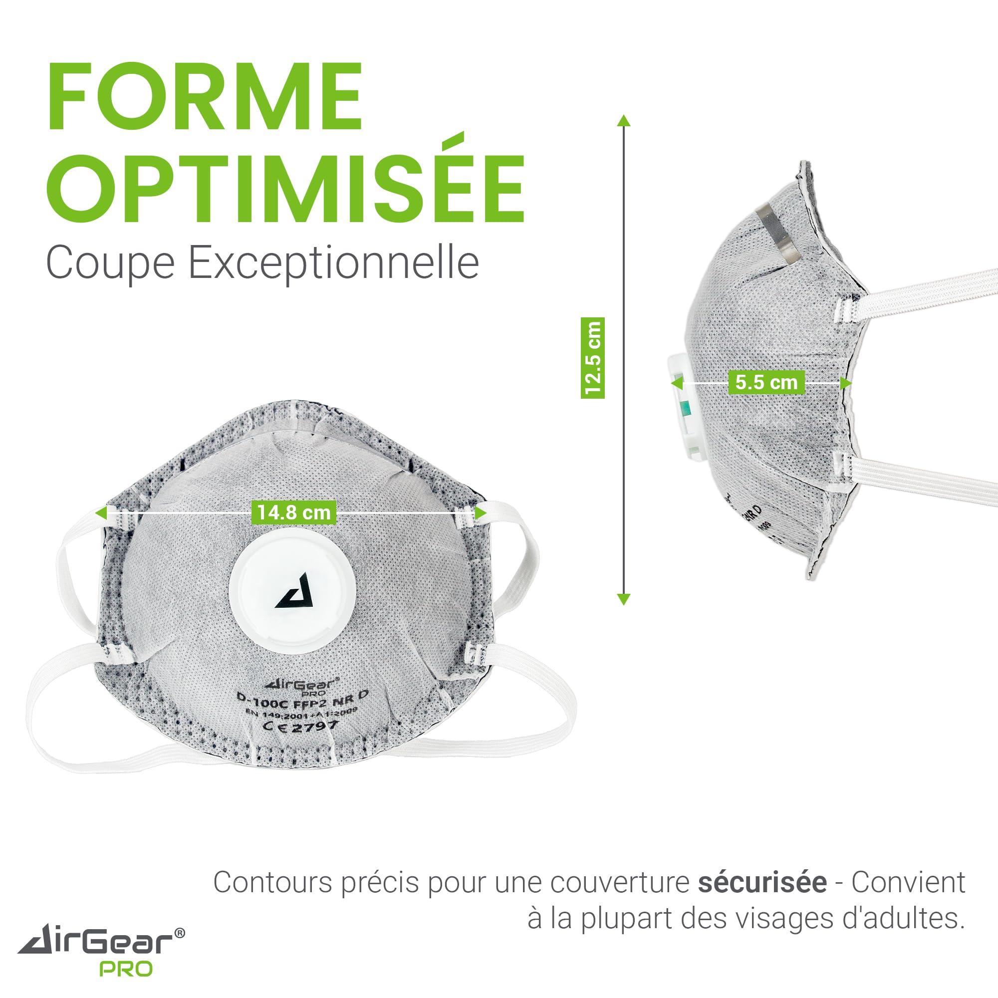 AirGearPro Masque FFP2 avec Valve (Lot de 20) – Masque Anti-Poussière – Protection Respiratoire pour Travaux, Chantier, Bricolage & Produits Chimiques