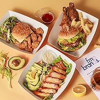 Vista 6 de Fit Meal Prep Paquete de 125 bandejas de papel de 5 libras para alimentos desechables de alta resistencia, barcos de alimentos desechables