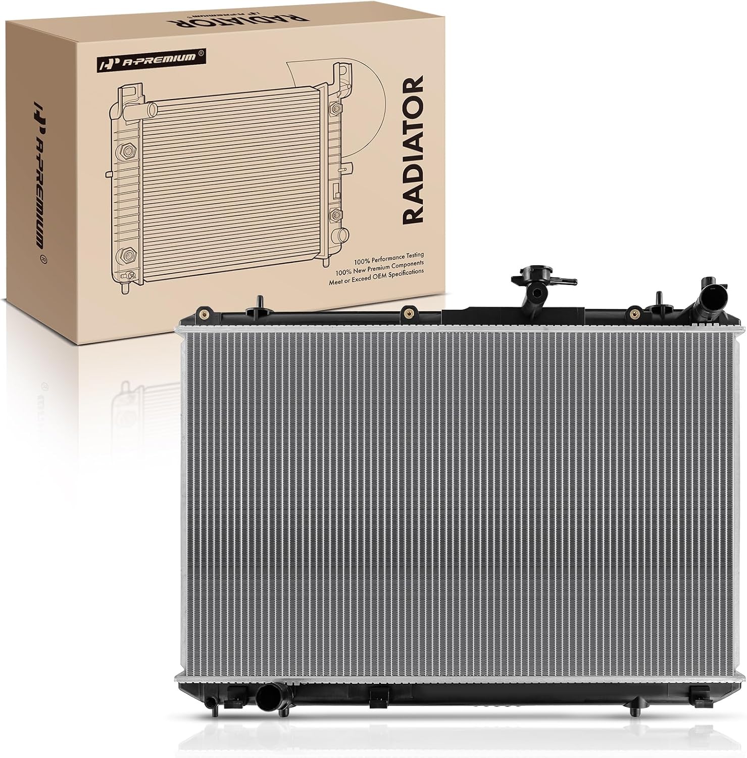 A-Premium Engine Coolant Radiator Assembly Compatible with Toyota Highlander 2008 2009 2010 3.3L, Replace# 1604120410, 1604131760