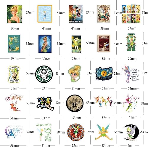 Miniatura 3 de Paquete de 60 calcomanías de Campanilla, calcomanías de vinilo de dibujos animados impermeables para botella de agua, laptop, teléfono, álbumes de