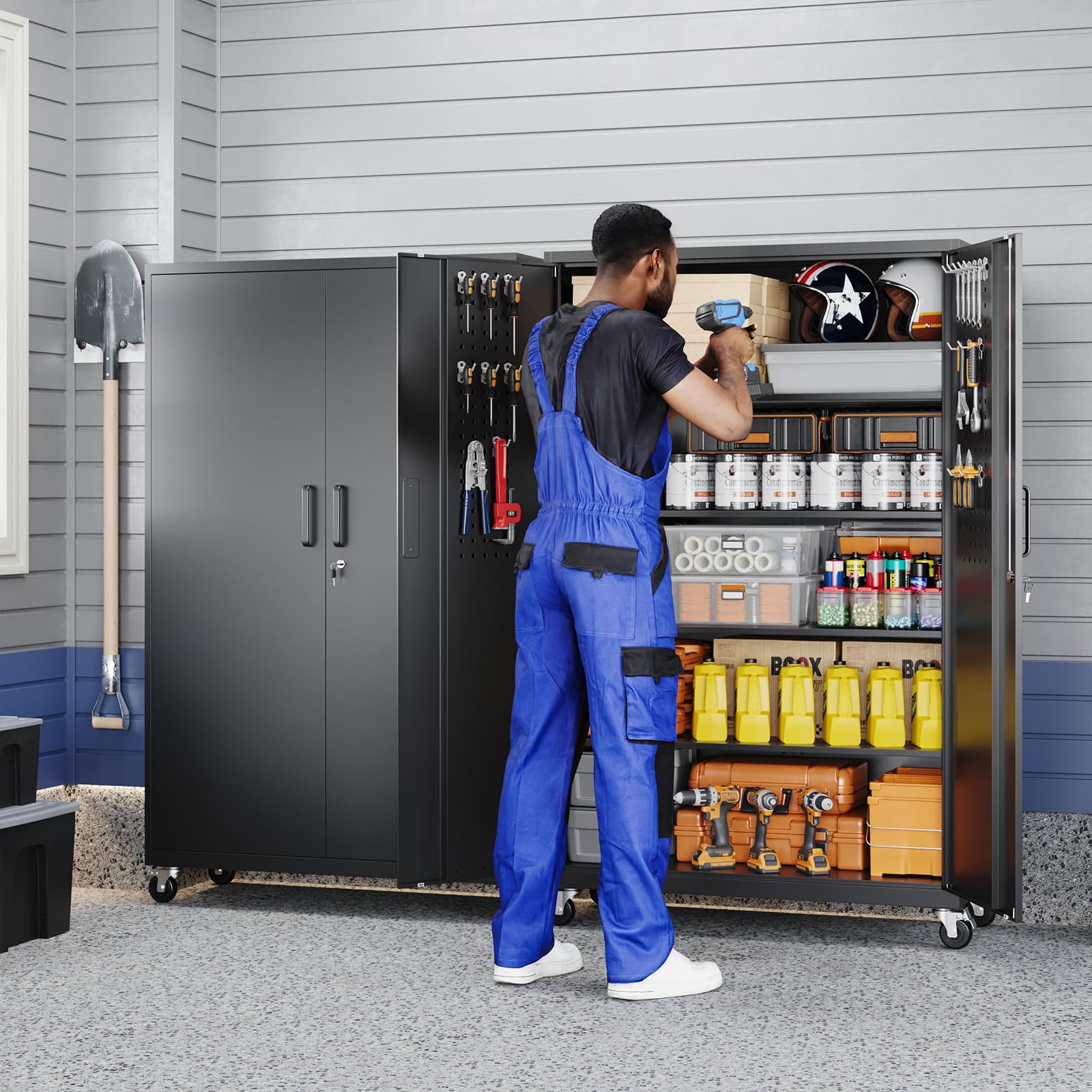 Best Storage Cabinets With Wheels 2026: 5 Practical Picks 2 Yizosh metal garage storage cabinet with locking doors and adjustable shelves product photo