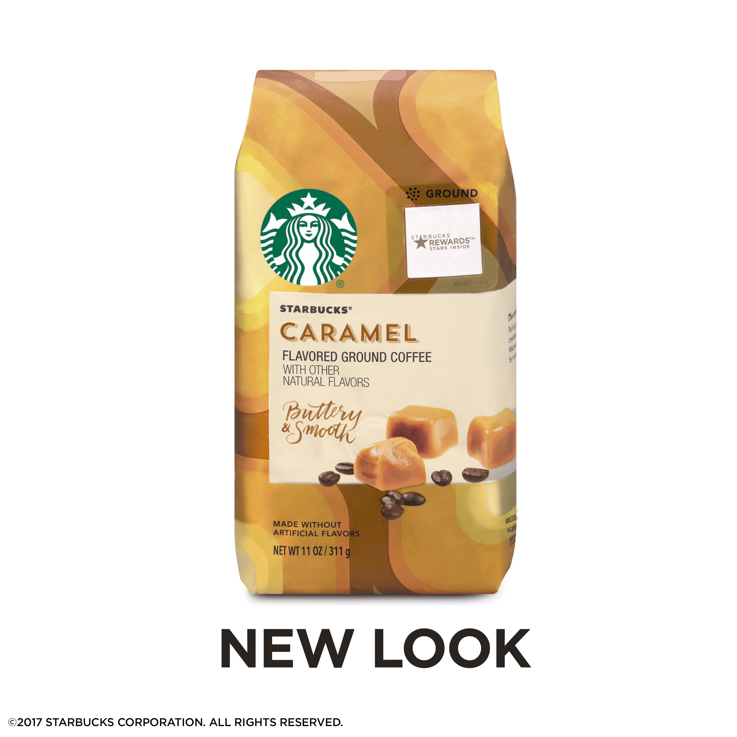 Starbucks Caramel Flavored Medium Roast Ground Coffee, 11-Ounce Bag
