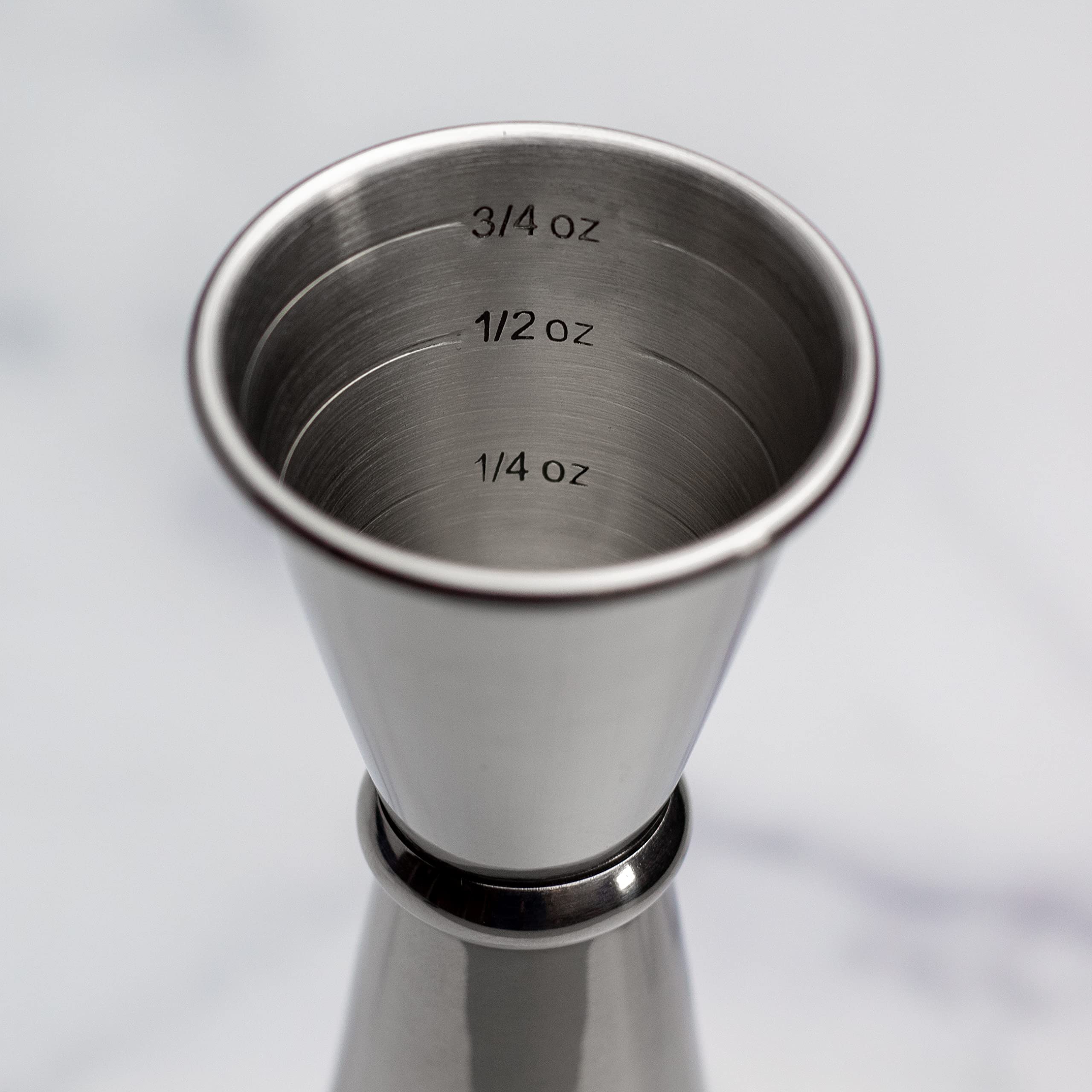 The Art of Craft Jigger Japonais : 28,3 g 56,7 g Double doseur à cocktail en acier inoxydable avec mesures à l'intérieur – Outil de mesure pour barman