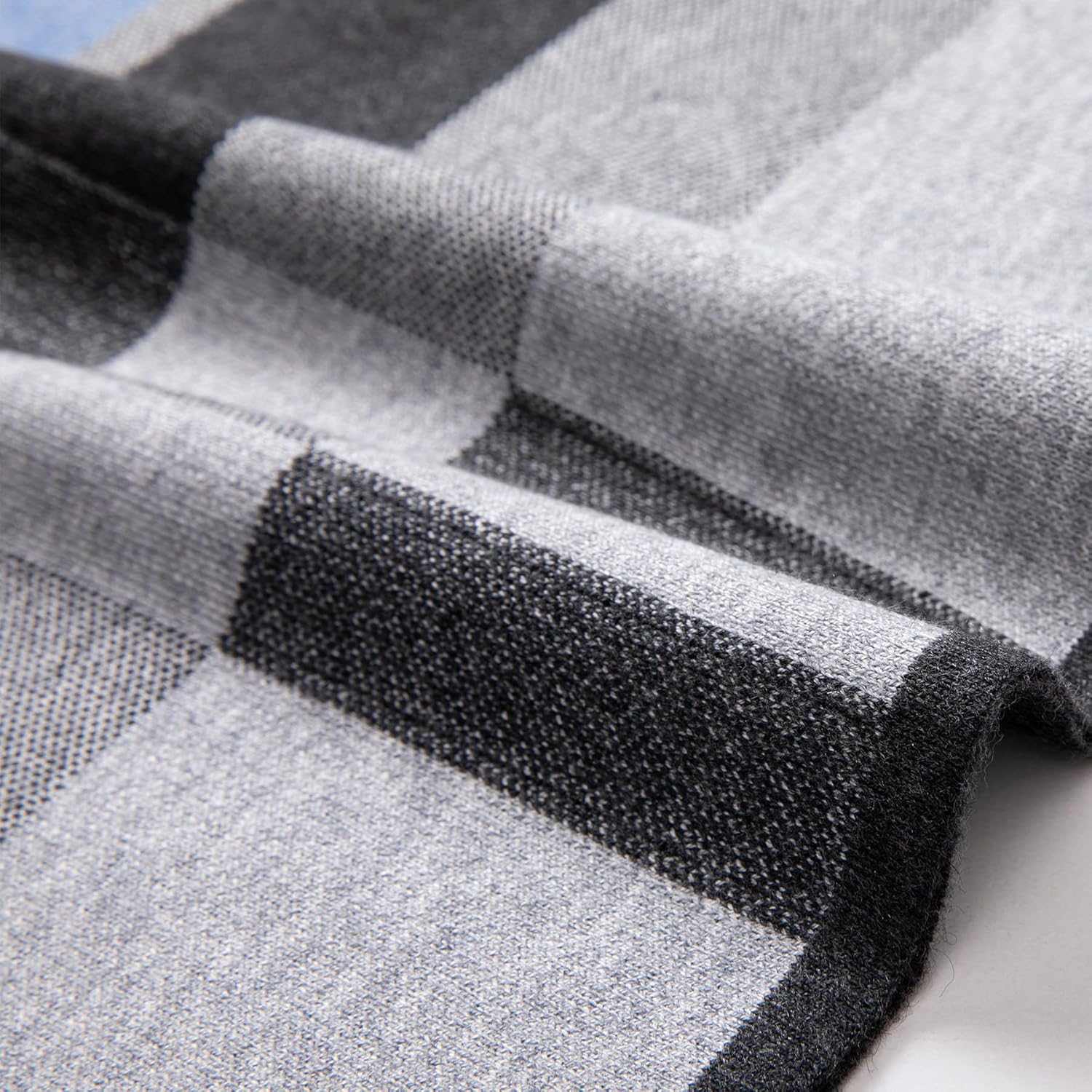 Merino Wool Scarf for Men, Tartan Warm Lightweight Plaid Winter Long Scarves w/Gift Box - Image 3