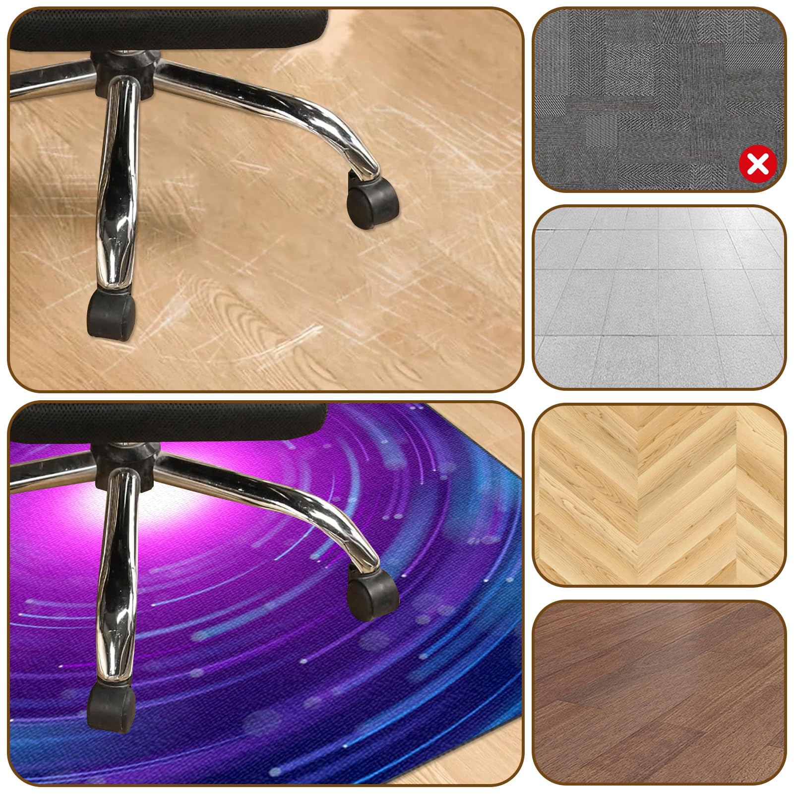 rutschfest Gaming Teppich, Bodenschutzmatte Bürostuhl, Schreibtischstuhl Unterlage für Laminat, Bürostuhl Unterlage für Parkett und Hartböden 100 x 120 cm