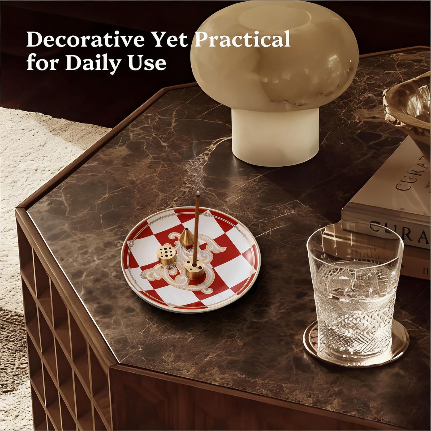 LIFVER Kinarelle 5.25" Black Checkered Ceramic Jewelry Tray, Decorative Trinket Dish & Vintage Ring Dish, Gift Box with Blank Greeting Card, Ideal for Birthday or Christmas Gift - Image 6