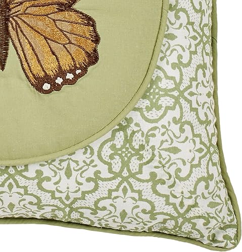 Miniatura 3 de Touch of Class Butterfly Eden - Mariposa bordada en verde musgo, forma cuadrada, almohada estilo tiro, diseños de medallones, almohadas decorativas,