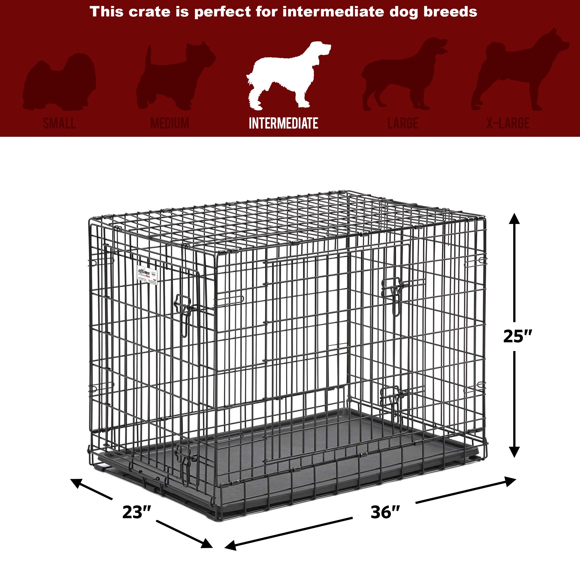 MidWest Homes for Pets Ultima Pro Jaula para perros acero doble puerta 91 cm