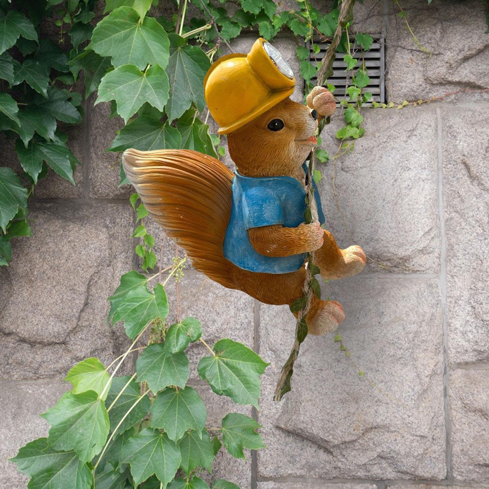 Statua Solare Animale da Esterno in Resina con Illuminazione per Decorazione Parete Giardino Ornamento da Appendere su Albero O Recinzione Adatta per, Scoiattolo